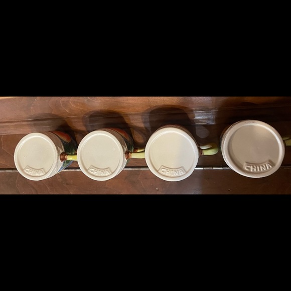 4 Ceramic Coffee Cups Embossed with Fruit in Bright Oranges, Yellows & Blues! - Picture 7 of 8